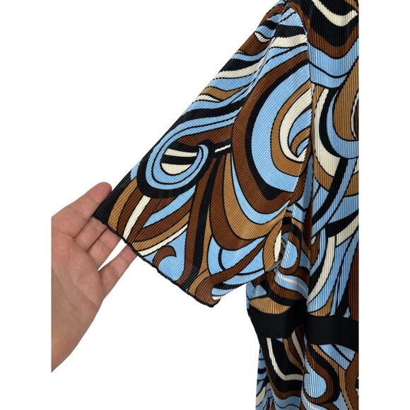 Maggie Barnes Womens Abstract Print Pleated Blouse With Black Layered Look Sz 2X - Picture 3 of 8